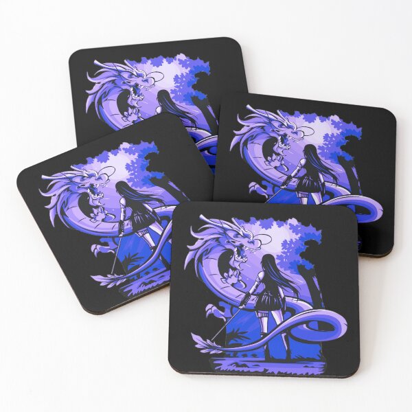 Item preview, Purple Anime Girl Samurai and Dragon design designed and sold by Dven-Clothes.