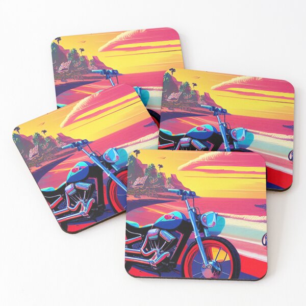 Item preview, COLORFUL SURREAL RETRO MOTORCYCLE ON THE BEACH designed and sold by sailorsam1805.