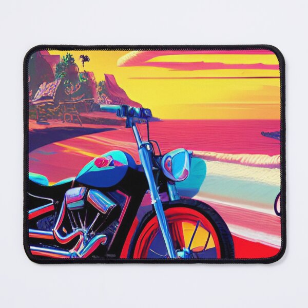 Item preview, COLORFUL SURREAL RETRO MOTORCYCLE ON THE BEACH designed and sold by sailorsam1805.
