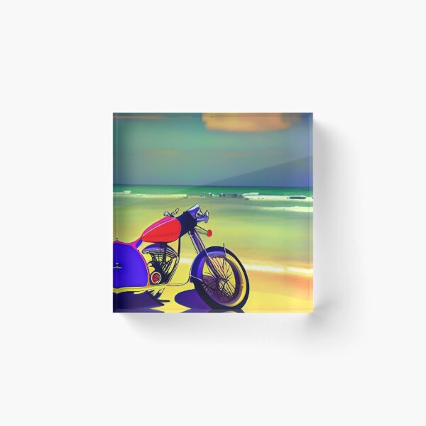 Item preview, SURREAL RETRO MOTORCYCLE ON A STORMY BEACH designed and sold by sailorsam1805.