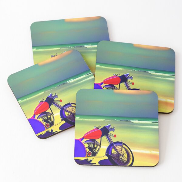 Item preview, SURREAL RETRO MOTORCYCLE ON A STORMY BEACH designed and sold by sailorsam1805.
