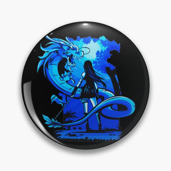 Item preview, Blue Anime Girl Samurai and Dragon design designed and sold by Dven-Clothes.