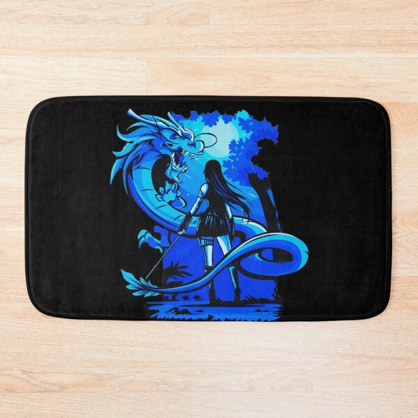 Item preview, Blue Anime Girl Samurai and Dragon design designed and sold by Dven-Clothes.
