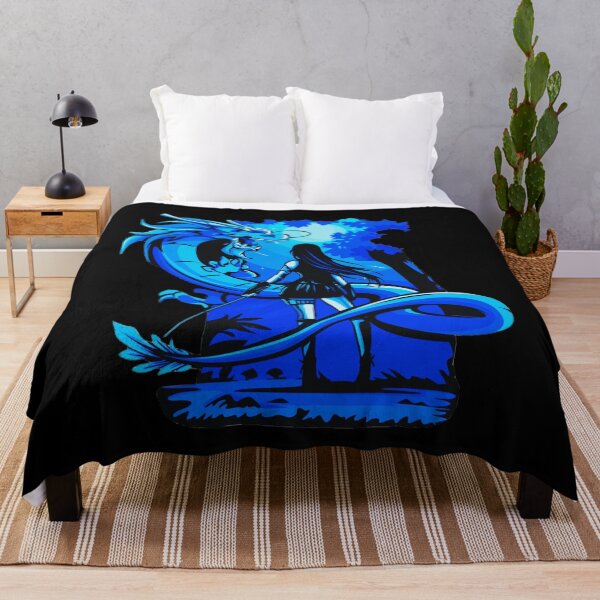 Item preview, Blue Anime Girl Samurai and Dragon design designed and sold by Dven-Clothes.