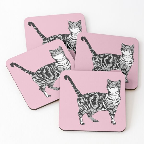 Item preview, Tabby Cat Drawing Pink Art Cute Striped designed and sold by Sarah  Rajkotwala.