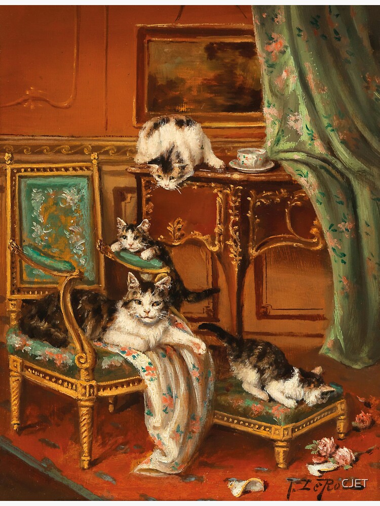 "Proud Mother Cat Jules Le Roy 1860 Victorian Animal Art" Sticker