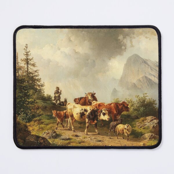 Item preview, Returning Home from the Alpine Pasture | Edmund Mahlknecht | 1880 Animal Nature Cow Art designed and sold by CJET.