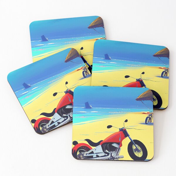 Item preview, COOL RETRO STYLE MOTORCYCLE ON A TROPICAL BEACH designed and sold by sailorsam1805.