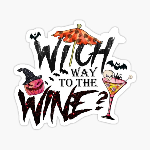 "Halloween Witch and Wine " Sticker for Sale by deecdee Redbubble