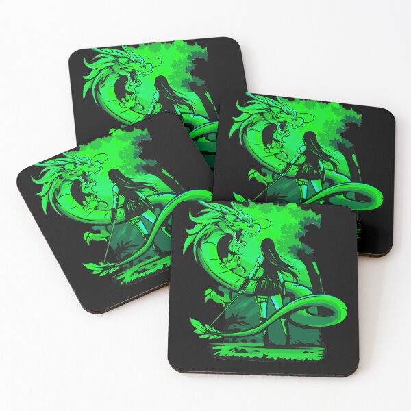 Item preview, Green Anime Girl Samurai and Dragon design designed and sold by Dven-Clothes.
