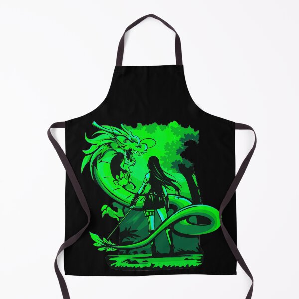 Item preview, Green Anime Girl Samurai and Dragon design designed and sold by Dven-Clothes.