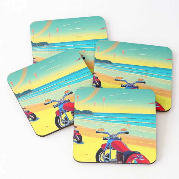 Item preview, COOL CLASSIC RETRO STYLE MOTORCYCLES ON A BEACH designed and sold by sailorsam1805.