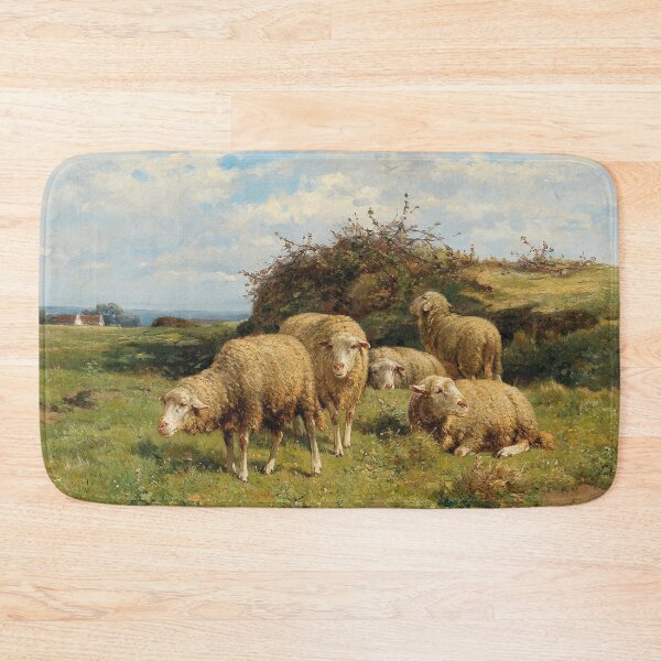 Item preview, Sheep in a Meadow | Cornelius van Leemputten | 1900 Animal Nature Art designed and sold by CJET.