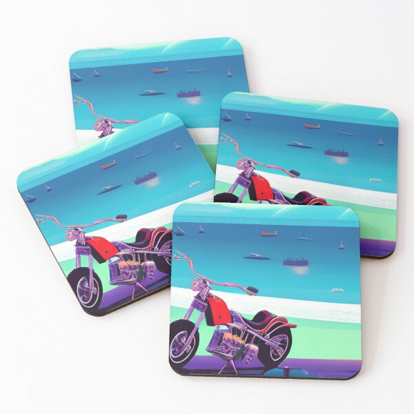 Item preview, RETRO STYLE MOTORCYCLE AT THE BEACH designed and sold by sailorsam1805.