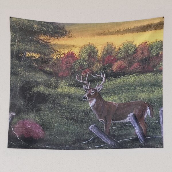 Item preview, Autumn Deer & Old Fence Painting designed and sold by SistersInArtN.