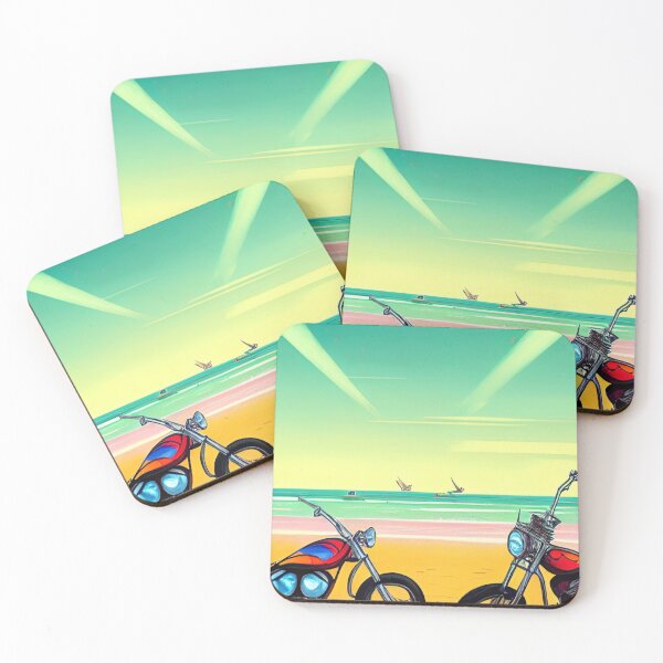 Item preview, COOL RETRO STYLE MOTORCYCLES AT THE BEACH designed and sold by sailorsam1805.