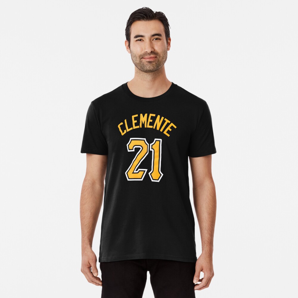 Men's Majestic Roberto Clemente Gold Pittsburgh Pirates Cooperstown  Collection Official Name & Number T-Shirt