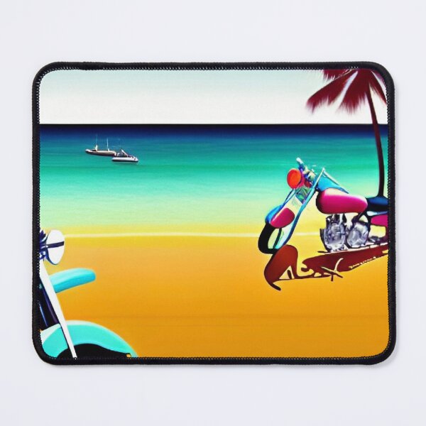 Item preview, BEAUTIFUL RETRO STYLE MOTORCYCLES AT THE BEACH designed and sold by sailorsam1805.