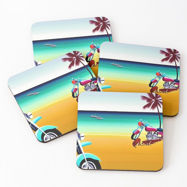 Item preview, BEAUTIFUL RETRO STYLE MOTORCYCLES AT THE BEACH designed and sold by sailorsam1805.