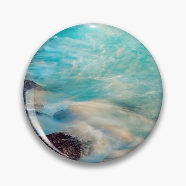 Aperçu de l'œuvre Bleu Vert Turquoise Océan Plage Été Vagues Mousseuses avec Roche créée et vendue par MyArt23.