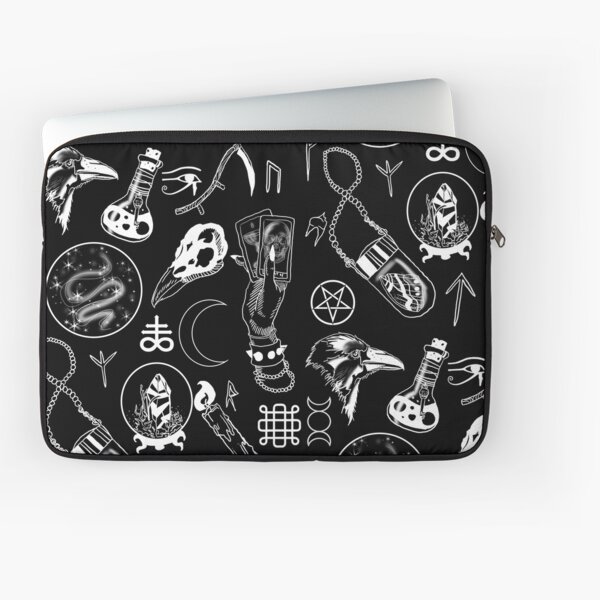 Kawaii Goth Black Laptop Sleeve Cute Witchy Elements Laptop 