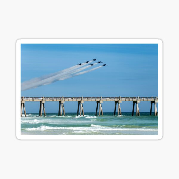 Blue Angels Over Pensacola Beach Fishing Pier Sticker