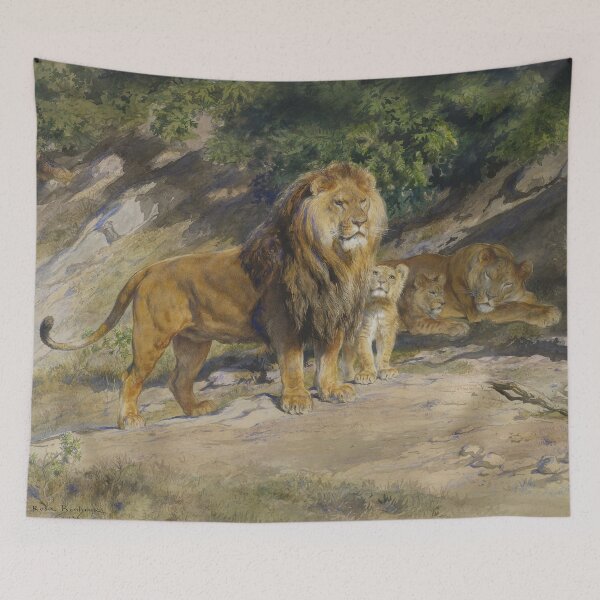 Item preview, The King Watches | Rosa Bonheur | 1887 Lion Nature Art designed and sold by CJET.