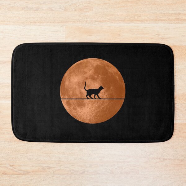 Item preview, Halloween Cat - Tightrope Kitty on Orange Full Moon designed and sold by DesignByLeo.