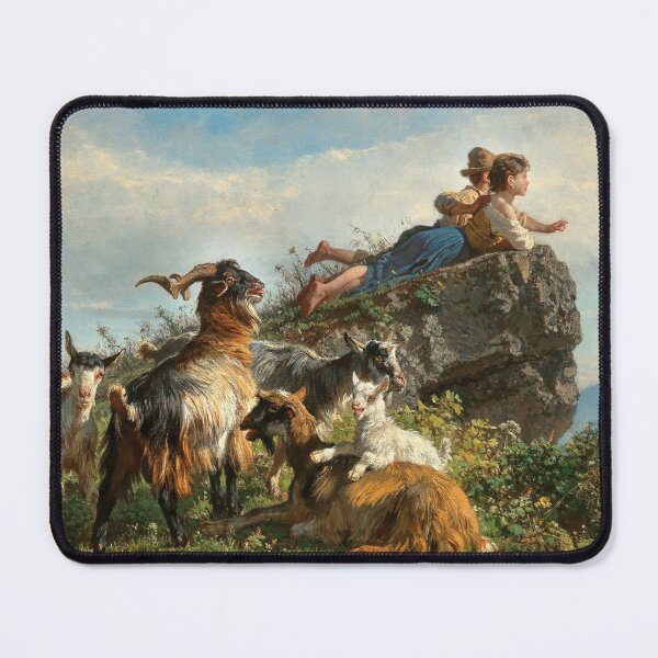 Item preview, The Little Goatherders | Filippo Palizzi | 1871 Animal Nature Art designed and sold by CJET.