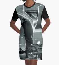 Vintage Monochrome Vehicle Graphic T-Shirt Dress