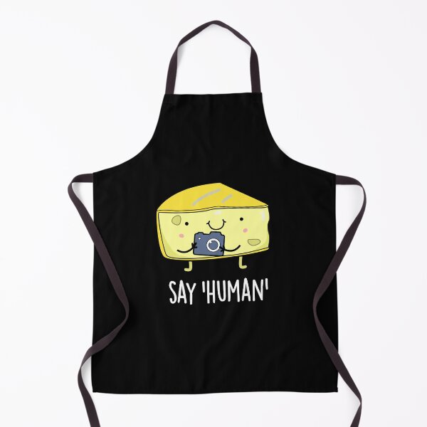 Item preview, Say Human Funny Photographer Cheese Puns (Dark BG) designed and sold by punnybone.