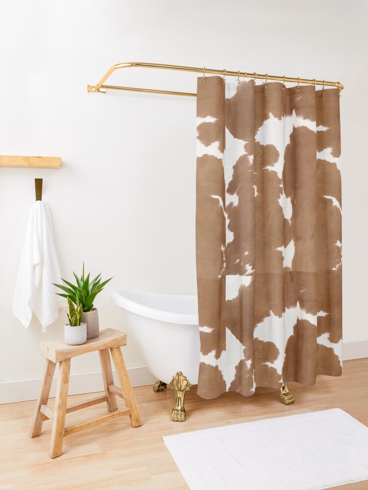 "Cowhide tan and white Texture" Shower Curtain for Sale by koovox