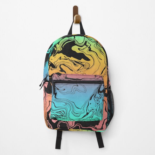 Item preview, Rainbow and Black Pattern of Liquid Swirls designed and sold by LDTreasures.