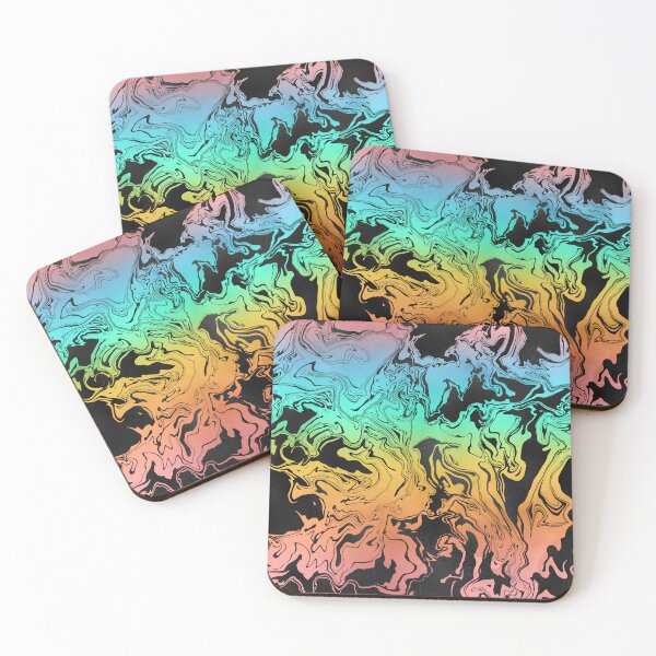 Item preview, Rainbow and Black Pattern of Liquid Swirls designed and sold by LDTreasures.
