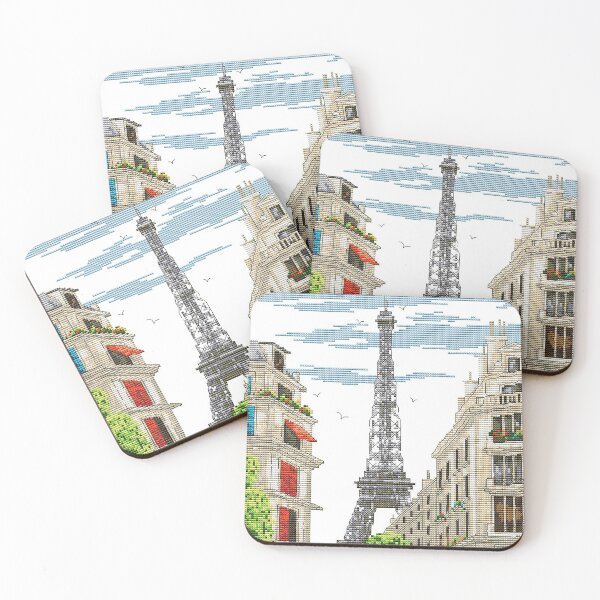 Item preview, Paris, Cross stitch Paris, pixelated Paris, Eiffel Tower, French Cafes,  designed and sold by Nostrathomas66.