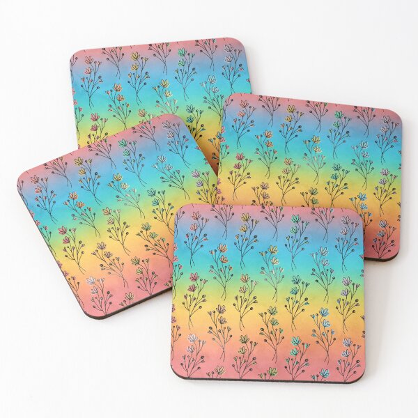 Item preview, Rainbow and Black Pattern of Sprigs designed and sold by LDTreasures.