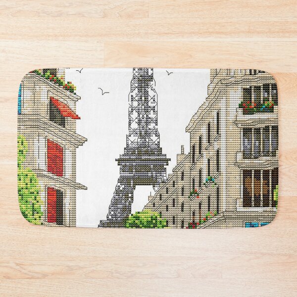 Item preview, Paris, Cross stitch Paris, pixelated Paris, Eiffel Tower, French Cafes,  designed and sold by Nostrathomas66.