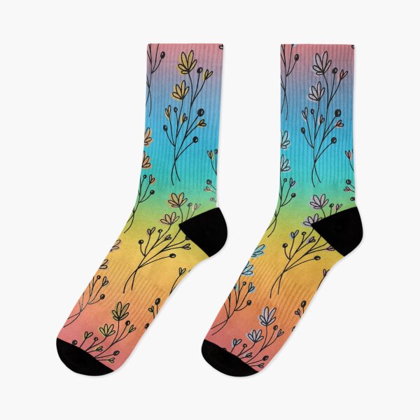 Item preview, Rainbow and Black Pattern of Sprigs designed and sold by LDTreasures.