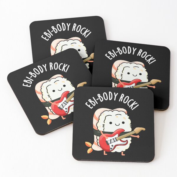 Item preview, Ebi-body Rock Rocker Funny Sushi Puns (Dark BG) designed and sold by punnybone.