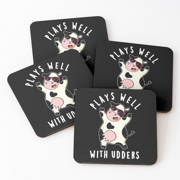 Item preview, Plays Well With Udders Funny Cow Puns (Dark BG) designed and sold by punnybone.