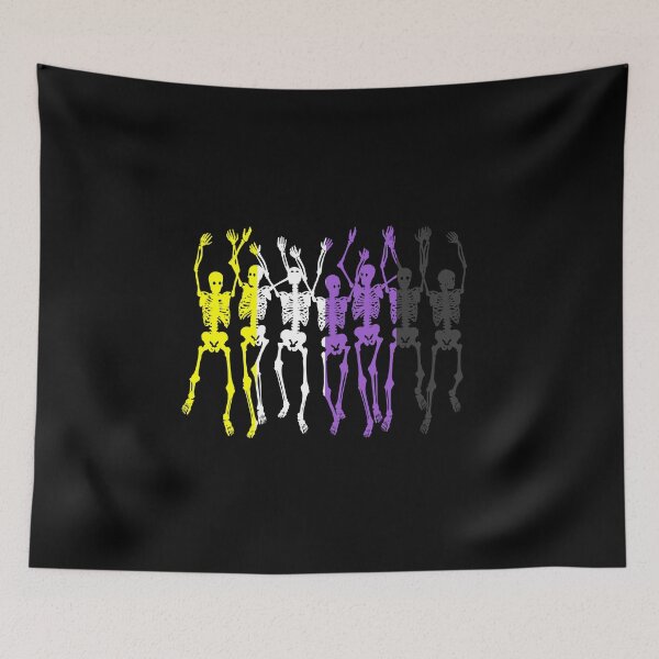 Item preview, Halloween Non Binary Skeletons Flag. Nonbinary Pride designed and sold by Subtle Pride Shop.