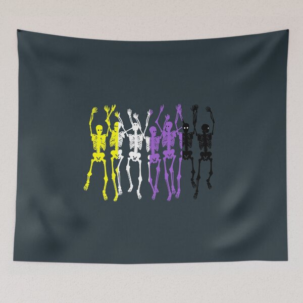 Item preview, Halloween Non Binary Skeletons Flag. Nonbinary Pride designed and sold by Subtle Pride Shop.