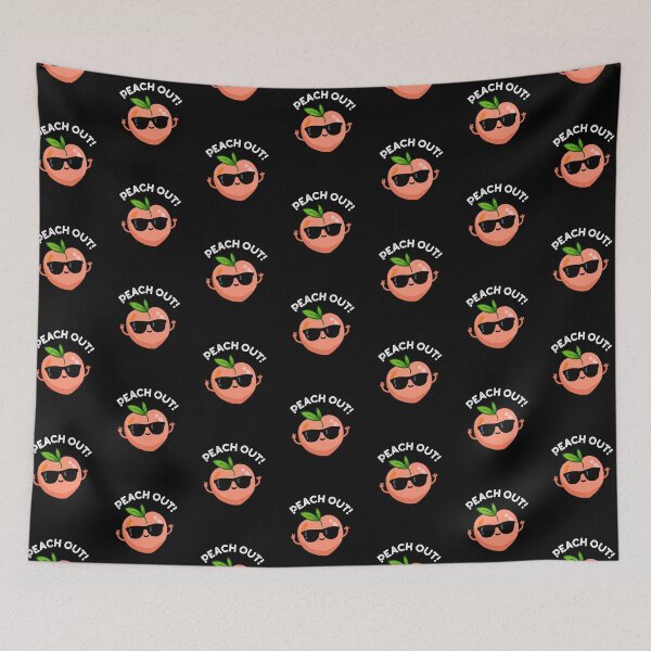 Item preview, Peach Out Funny Fruit Puns (Dark BG) designed and sold by punnybone.