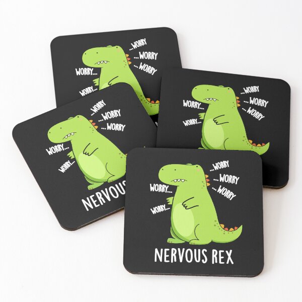 Item preview, Nervous Rex TRex Funny Dinosaur Puns (Dark BG) designed and sold by punnybone.