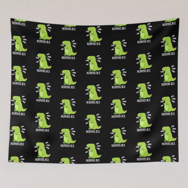 Item preview, Nervous Rex TRex Funny Dinosaur Puns (Dark BG) designed and sold by punnybone.