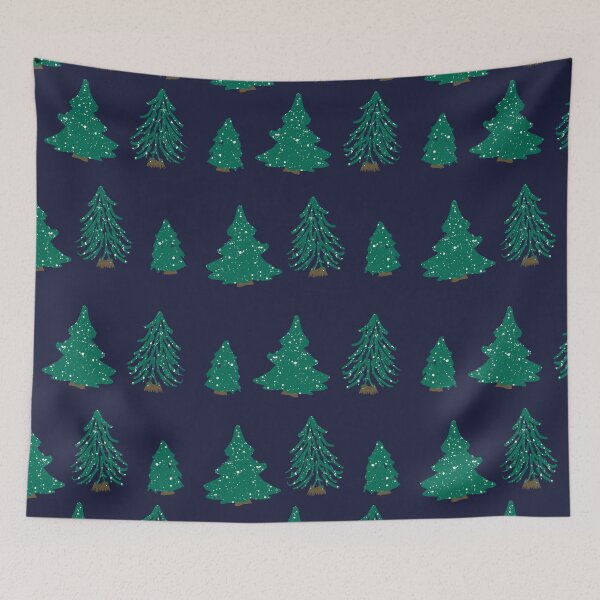 Item preview, Christmas trees on navy  designed and sold by katerosestudios.