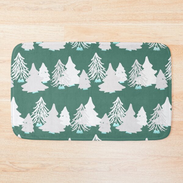Item preview, White Christmas trees on green  designed and sold by katerosestudios.