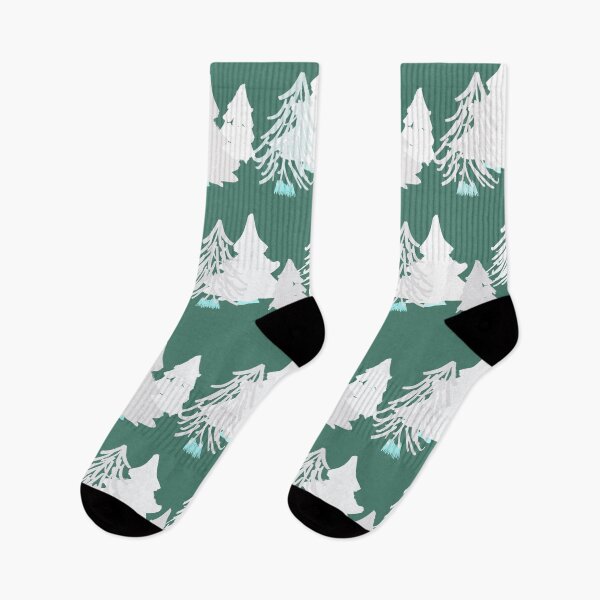 Item preview, White Christmas trees on green  designed and sold by katerosestudios.
