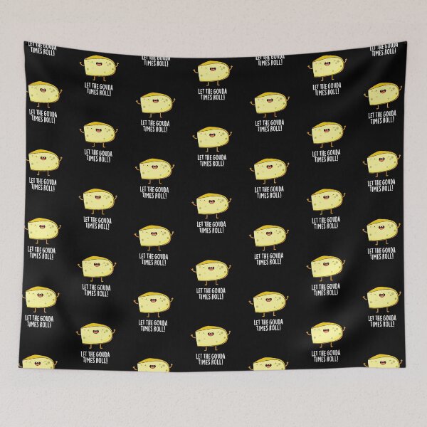 Item preview, Let The Gouda Times Roll Funny Cheese Puns (Dark BG) designed and sold by punnybone.