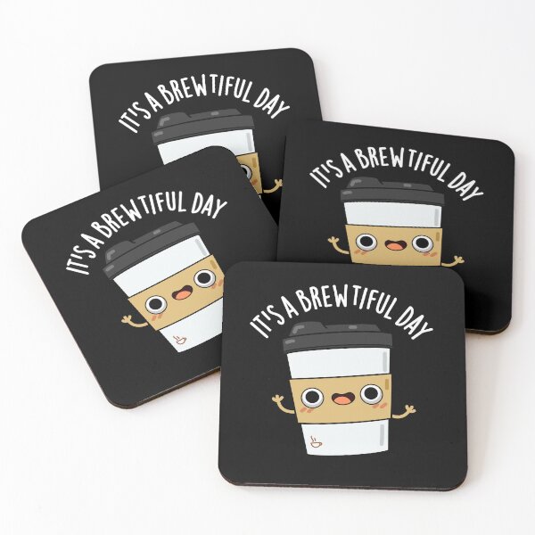 Item preview, It's A Brewtiful Day Funny Coffee Pun (Dark BG) designed and sold by punnybone.